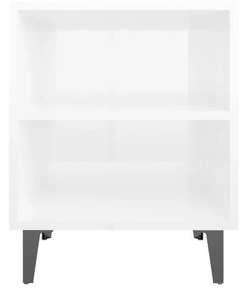 Noćni ormarići s metalnim nogama 2 kom sjajni bijeli 40x30x50cm - Visoko sjajno bijela 2 Visoko sjajno bijela 2