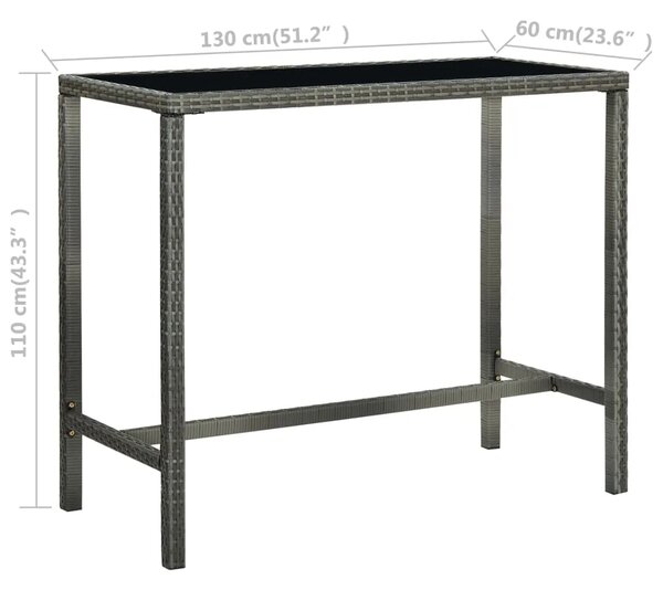 Vrtni barski stol sivi 130 x 60 x 110 cm od poliratana i stakla - Siva 130 x 60 x 110 cm 1 Siva