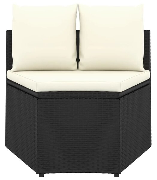 Vrtna garnitura - 7-dijelni set vrtnih sofa od poliratana s jastucima crni - Crna i smeđa 6 Crna i smeđa 6