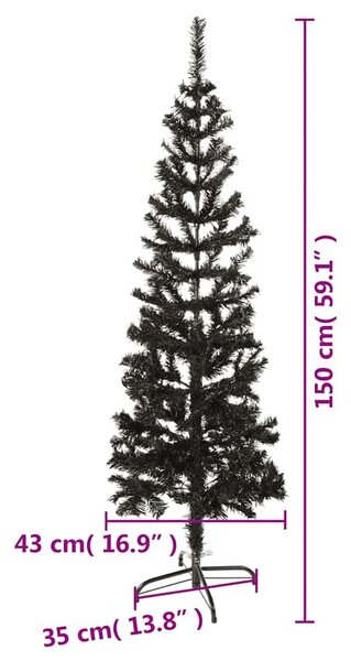 Usko božićno drvce crno 150 cm - Crna 150 x 43 cm 1 1