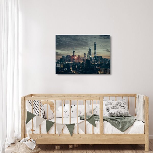 Staklena slika grada u sumrak (70x50 cm)