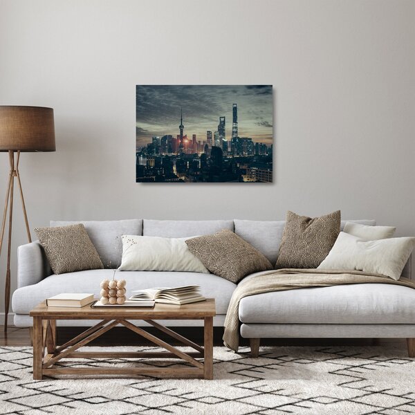 Staklena slika grada u sumrak (70x50 cm)