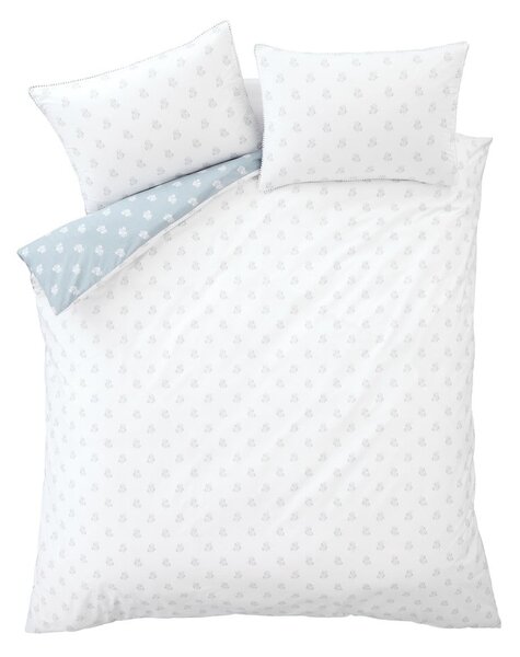 Bijela/plava pamučna posteljina za bračni krevet 200x200 cm Esme Floral – Bianca