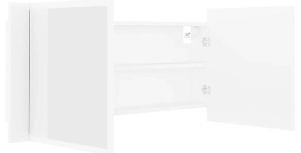 LED kupaonski ormarić s ogledalom bijeli 100x12x45 cm akrilni - Bijela 1 Bijela
