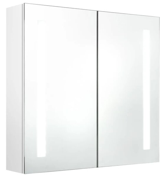 LED kupaonski ormarić s ogledalom sjajni bijeli 62 x 14 x 60 cm - Sjajna bijela 62 x 14 x 60 cm 1 Sjajna bijela