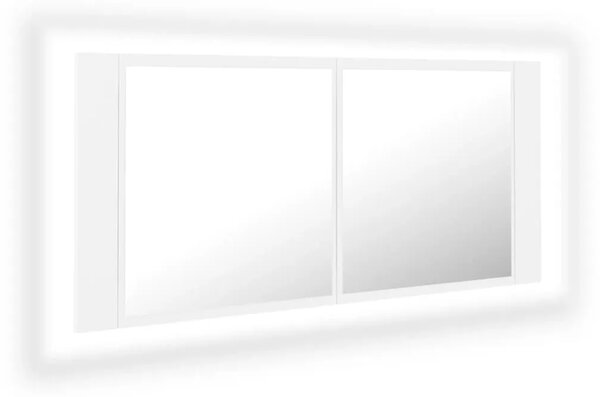 LED kupaonski ormarić s ogledalom bijeli 100x12x45 cm akrilni - Bijela 1 Bijela