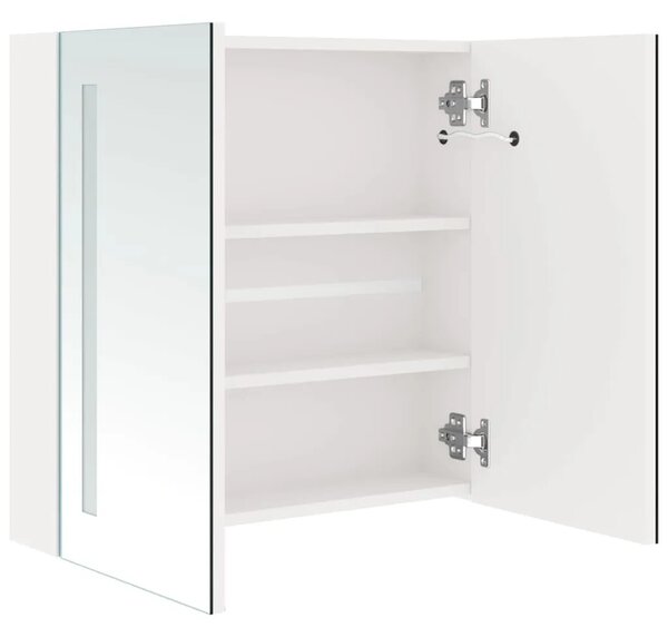 LED kupaonski ormarić s ogledalom sjajni bijeli 62 x 14 x 60 cm - Sjajna bijela 62 x 14 x 60 cm 1 Sjajna bijela