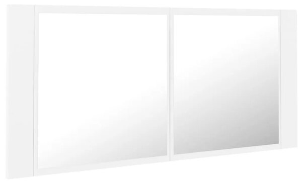 LED kupaonski ormarić s ogledalom bijeli 100x12x45 cm akrilni - Bijela 1 Bijela