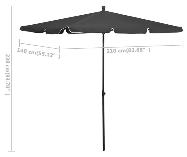 Vrtni suncobran sa šipkom 210 x 140 cm antracit - Antracit 1 Antracit