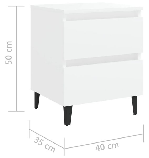 Noćni ormarići 2 kom bijeli 40 x 35 x 50 cm konstruirano drvo - Bijela 2 Bijela 2