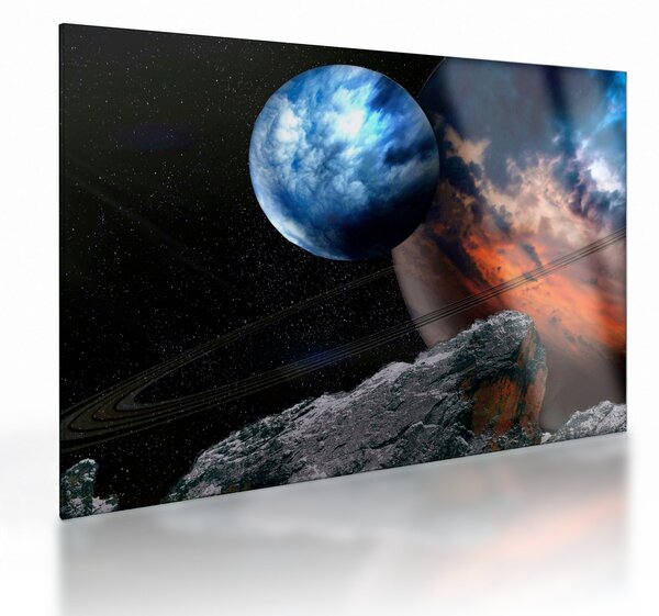 Staklena slika planeta u svemiru (70x50 cm)