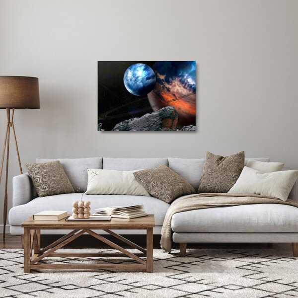 Staklena slika planeta u svemiru (70x50 cm)