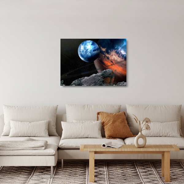 Staklena slika planeta u svemiru (70x50 cm)
