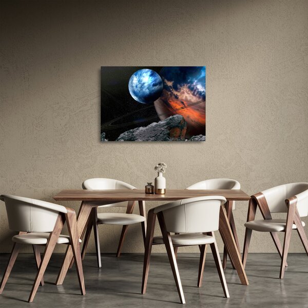 Staklena slika planeta u svemiru (70x50 cm)