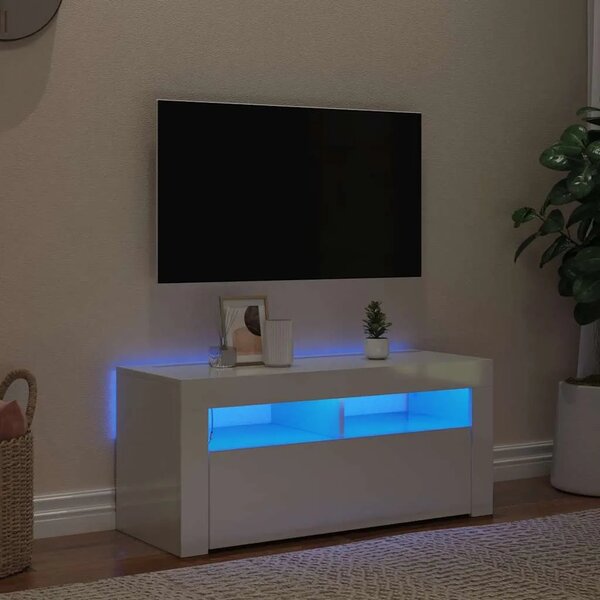 TV ormarić s LED svjetlima visoki sjaj bijeli 90 x 35 x 40 cm - Visoko sjajno bijela 1 Visoko sjajno bijela