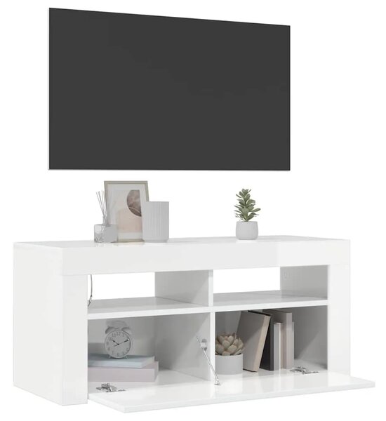 TV ormarić s LED svjetlima visoki sjaj bijeli 90 x 35 x 40 cm - Visoko sjajno bijela 1 Visoko sjajno bijela