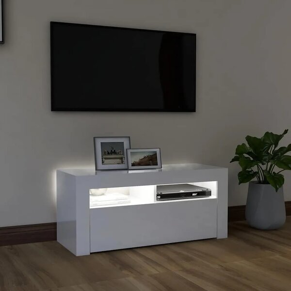 TV ormarić s LED svjetlima visoki sjaj bijeli 90 x 35 x 40 cm - Visoko sjajno bijela 1 Visoko sjajno bijela