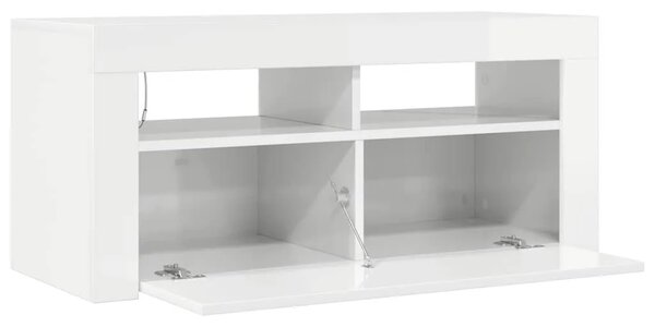 TV ormarić s LED svjetlima visoki sjaj bijeli 90 x 35 x 40 cm - Visoko sjajno bijela 1 Visoko sjajno bijela