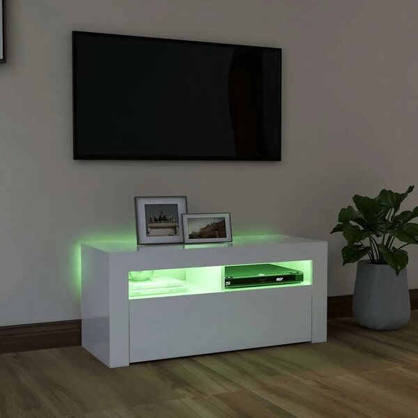 TV ormarić s LED svjetlima visoki sjaj bijeli 90 x 35 x 40 cm - Visoko sjajno bijela 1 Visoko sjajno bijela