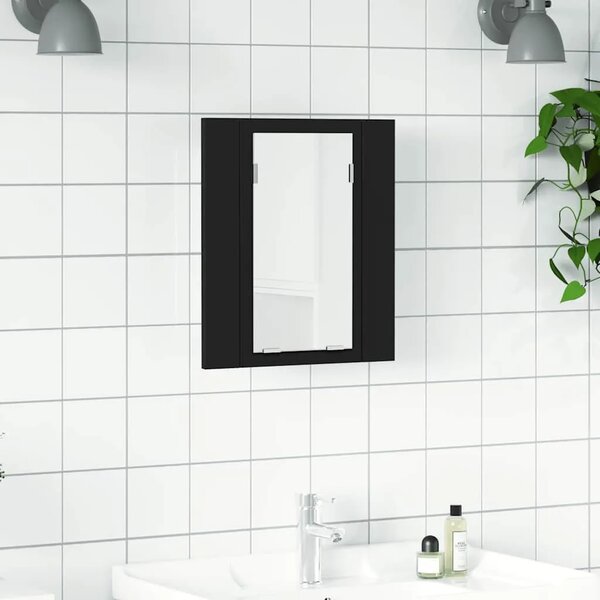 LED kupaonski ormarić s ogledalom crni 40x12x45 cm akrilni - Crna 1 Crna