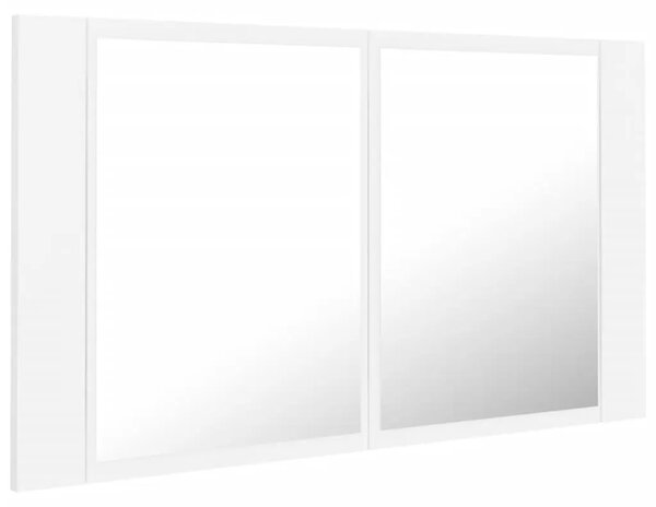 LED kupaonski ormarić s ogledalom bijeli 80x12x45 cm akrilni - Bijela 1 Bijela