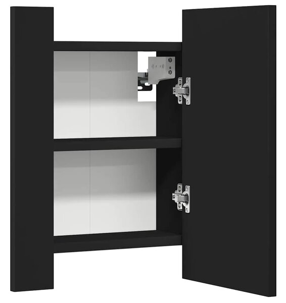 LED kupaonski ormarić s ogledalom crni 40x12x45 cm akrilni - Crna 1 Crna