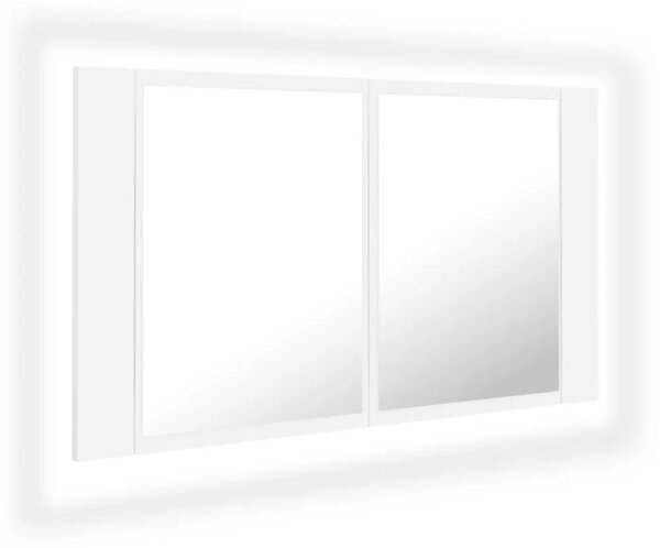 LED kupaonski ormarić s ogledalom bijeli 80x12x45 cm akrilni - Bijela 1 Bijela