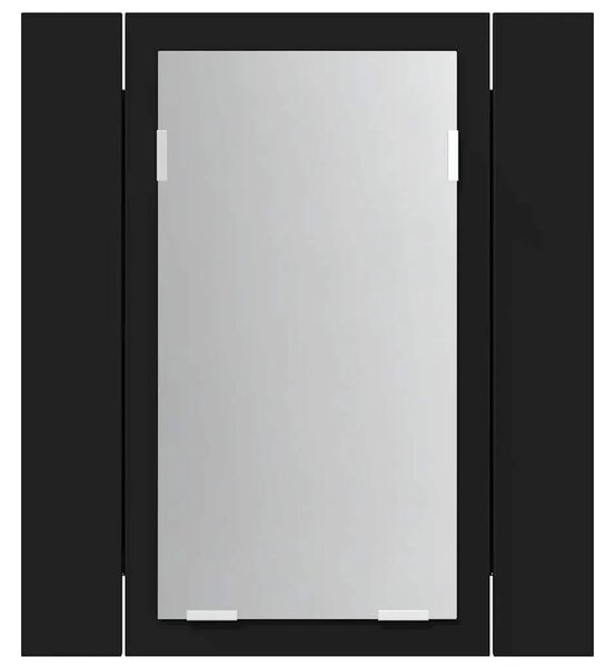 LED kupaonski ormarić s ogledalom crni 40x12x45 cm akrilni - Crna 1 Crna