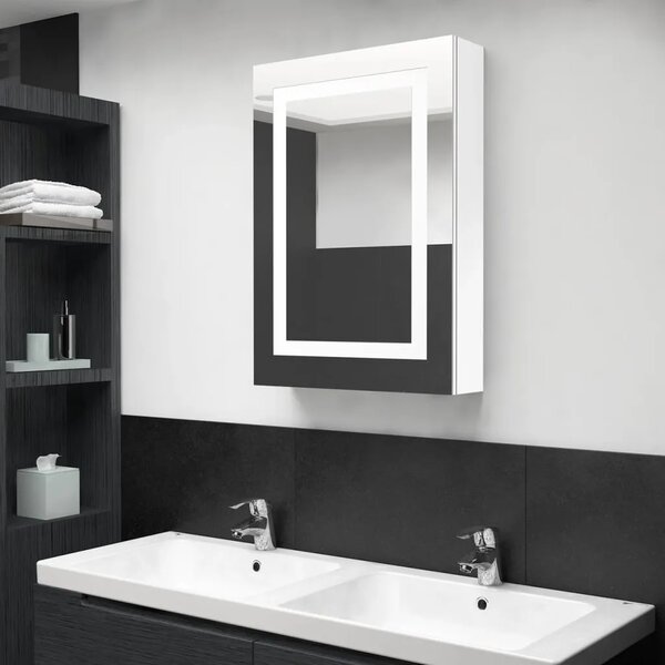 LED kupaonski ormarić s ogledalom sjajni bijeli 50 x 13 x 70 cm - Sjajna bijela 1 Sjajna bijela