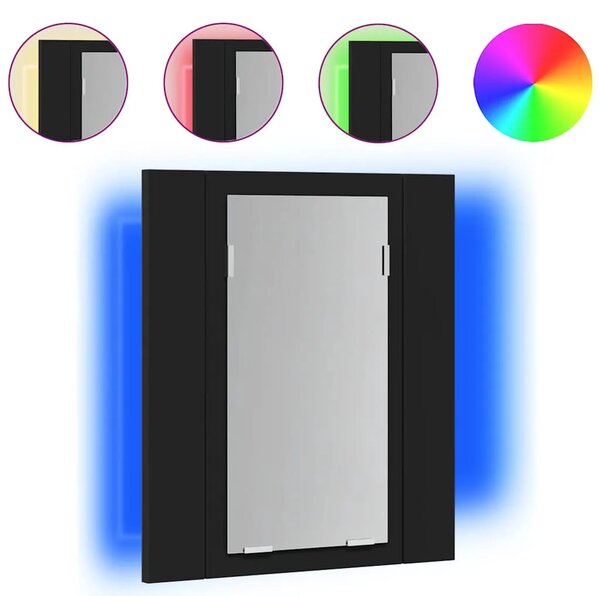 LED kupaonski ormarić s ogledalom crni 40x12x45 cm akrilni - Crna 1 Crna