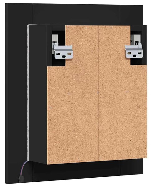 LED kupaonski ormarić s ogledalom crni 40x12x45 cm akrilni - Crna 1 Crna