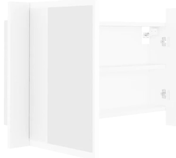 LED kupaonski ormarić s ogledalom bijeli 80x12x45 cm akrilni - Bijela 1 Bijela