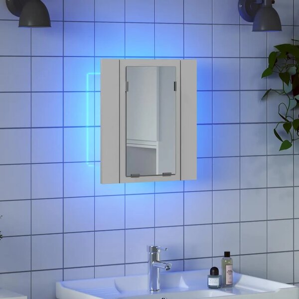 LED kupaonski ormarić s ogledalom bijeli 40x12x45 cm akrilni - Bijela 1 Bijela