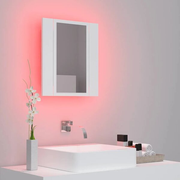 LED kupaonski ormarić s ogledalom bijeli 40x12x45 cm akrilni - Bijela 1 Bijela