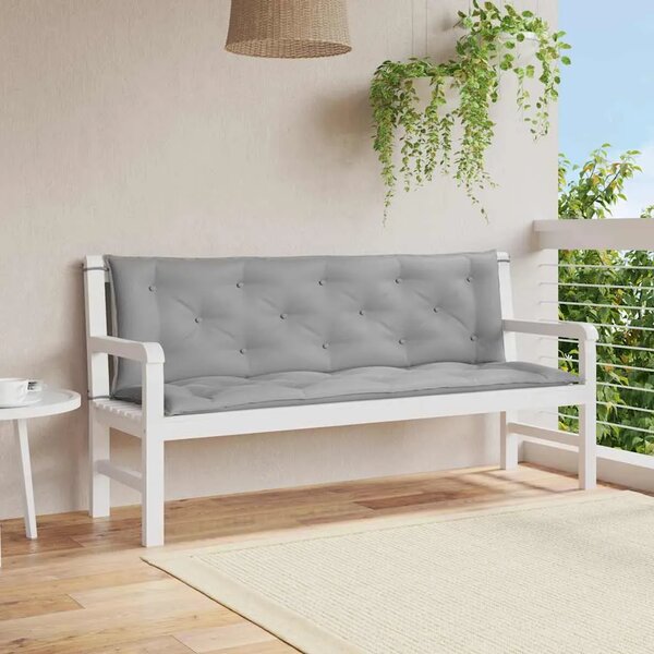 Jastuk za vrtnu klupu sivi 150 x (50+50) x 7 cm tkanina Oxford - Siva 150 cm 2 Siva