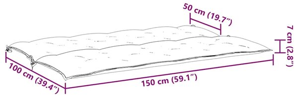 Jastuk za vrtnu klupu sivi 150 x (50+50) x 7 cm tkanina Oxford - Siva 150 cm 2 Siva
