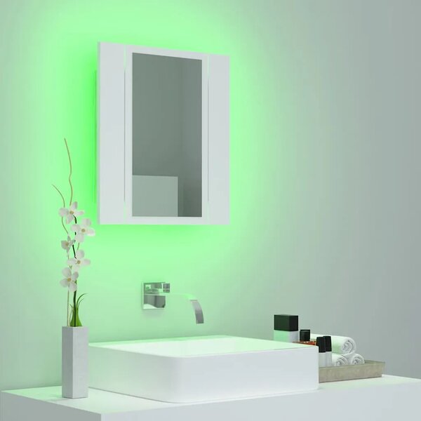 LED kupaonski ormarić s ogledalom bijeli 40x12x45 cm akrilni - Bijela 1 Bijela
