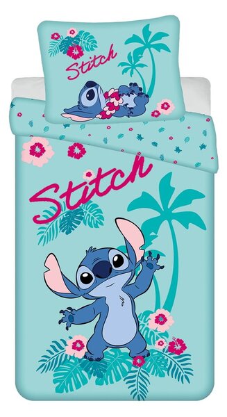 Plava pamučna dječja posteljina za krevet za jednu osobu 140x200 cm Lilo a Stitch "Hawaii" – Jerry Fabrics