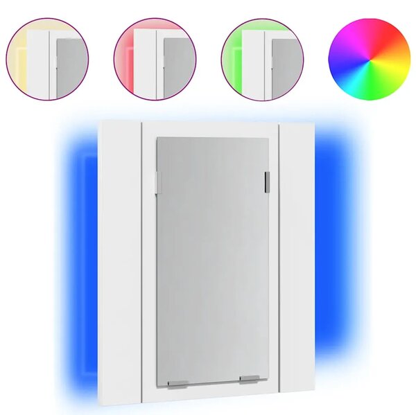 LED kupaonski ormarić s ogledalom bijeli 40x12x45 cm akrilni - Bijela 1 Bijela