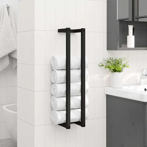 Stalak za ručnike crni 12 5 x 12 5 x 60 cm željezni - Crna 12.5 x 12.5 x 60 cm Crna 12.5 x 12.5 x 60 cm