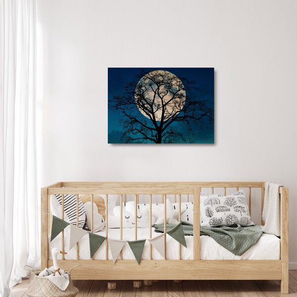Staklena slika stabla s punim mjesecom (70x50 cm)