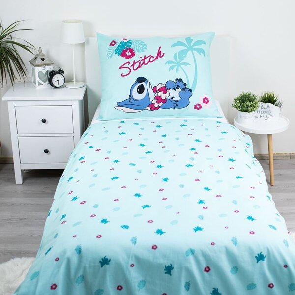 Plava pamučna dječja posteljina za krevet za jednu osobu 140x200 cm Lilo a Stitch "Hawaii" – Jerry Fabrics