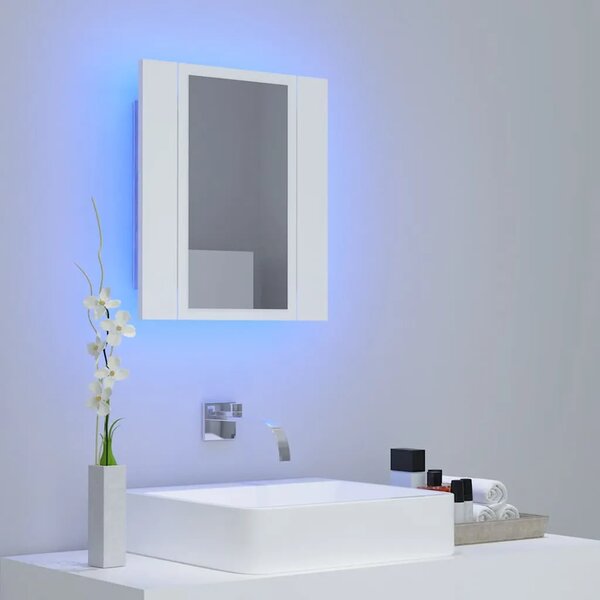 LED kupaonski ormarić s ogledalom bijeli 40x12x45 cm akrilni - Bijela 1 Bijela