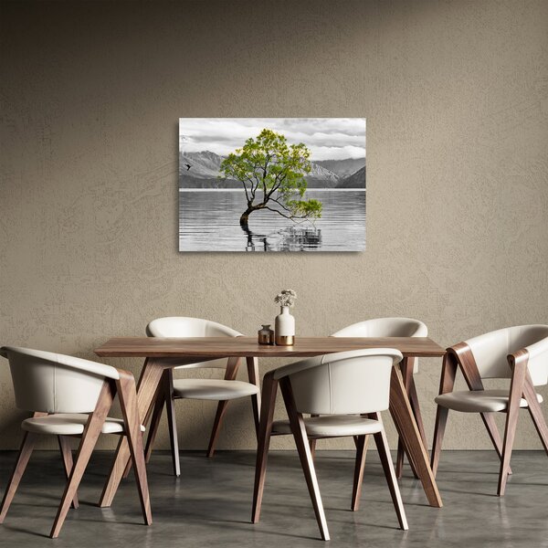 Staklena slika stabla usred jezera (70x50 cm)