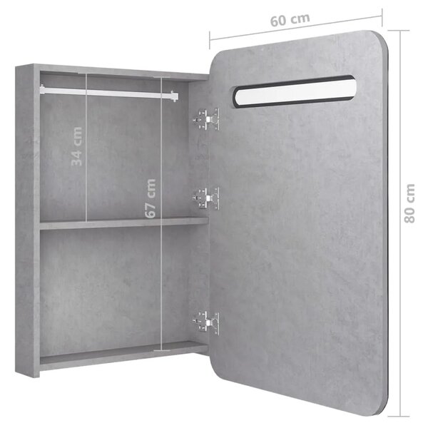 LED kupaonski ormarić s ogledalom boja betona 60 x 11 x 80 cm - Beton siva 1