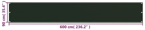 Balkonski zastor tamnozeleni 90 x 600 cm HDPE - Tamnozelena 90 x 600 cm 1 Tamnozelena