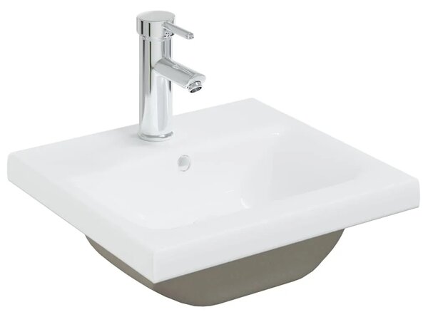 Ormarić s ugrađenim Lavabo - Umivaonikom bijeli od konstruiranog drva - Bijela 41 x 38.5 x 45 cm 1 sa slavinom i odvodom
