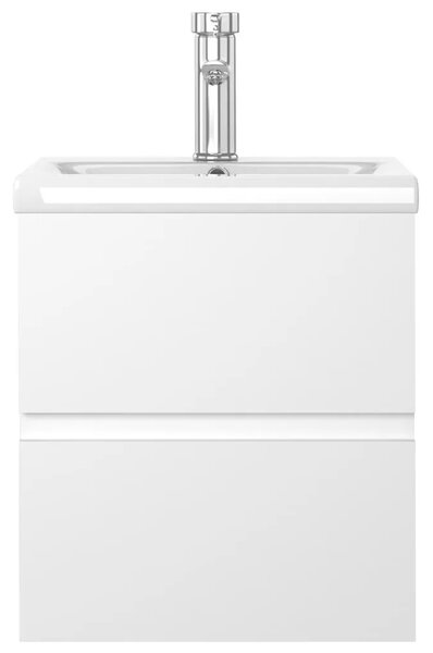 Ormarić s ugrađenim Lavabo - Umivaonikom bijeli od konstruiranog drva - Bijela 41 x 38.5 x 45 cm 1 sa slavinom i odvodom