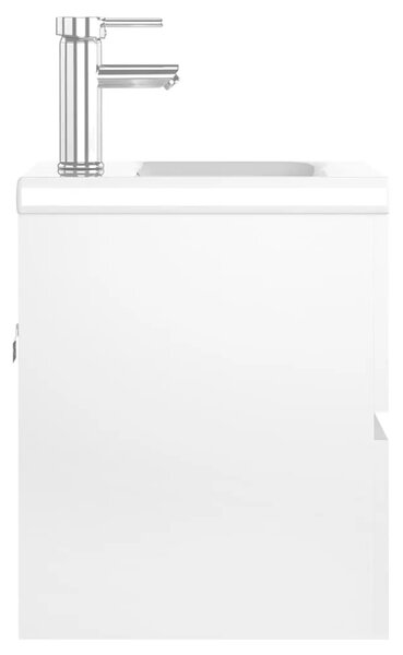Ormarić s ugrađenim Lavabo - Umivaonikom bijeli od konstruiranog drva - Bijela 41 x 38.5 x 45 cm 1 sa slavinom i odvodom