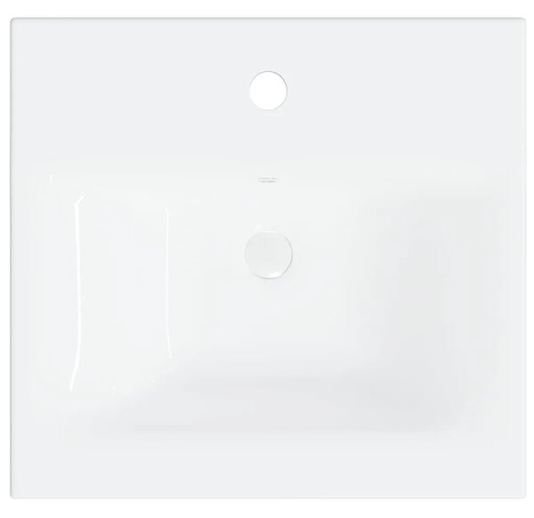 Ormarić s ugrađenim Lavabo - Umivaonikom bijeli od konstruiranog drva - Bijela 41 x 38.5 x 45 cm 1 sa slavinom i odvodom